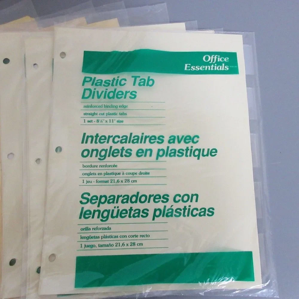 Office Essentials Plastic Tab Dividers 8.5